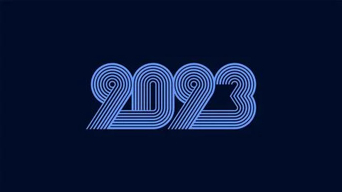 Clean 2023 text in line style suitable for new year wallpaper Stock Illustration