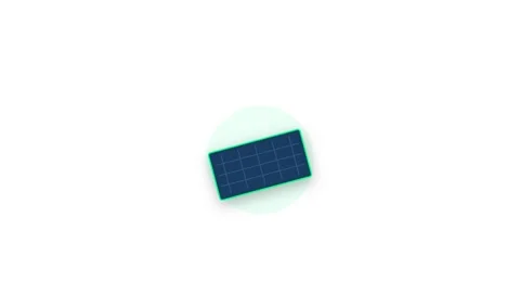A clean 2D vector animation of solar panels absorbing glowing energy light .. Stock Footage 345640631