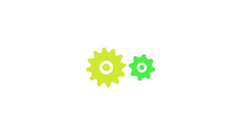 A clean 2D vector animation of two interlocking mechanical gears rotating i.. Stock Footage 345640636