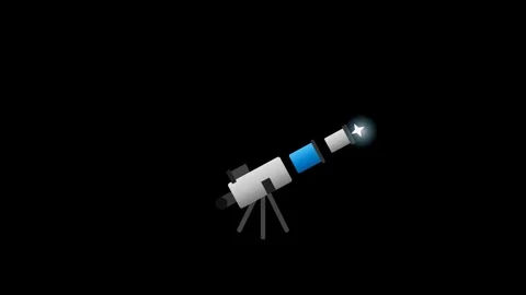 A clean 2D vector telescope featuring blue and silver gradients. The lens s.. Stock-Footage 346202475