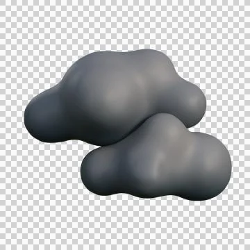 A clean 3D illustration of two soft gray clouds overlapping to represent ov.. Illustration