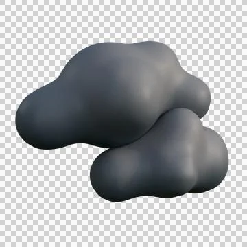 A clean 3D illustration of two soft gray clouds overlapping to represent ov.. Stock Illustration