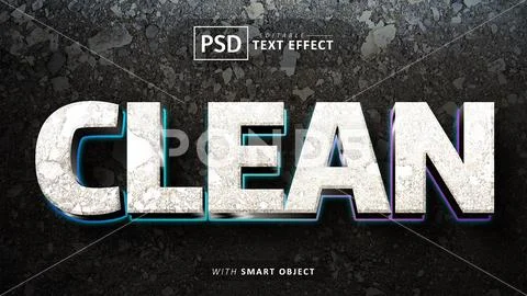 Clean 3d text effect editable PSD Template