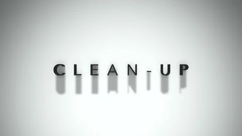 Clean Up 3D title animation matte black text on a white background Stock-Footage 300716134