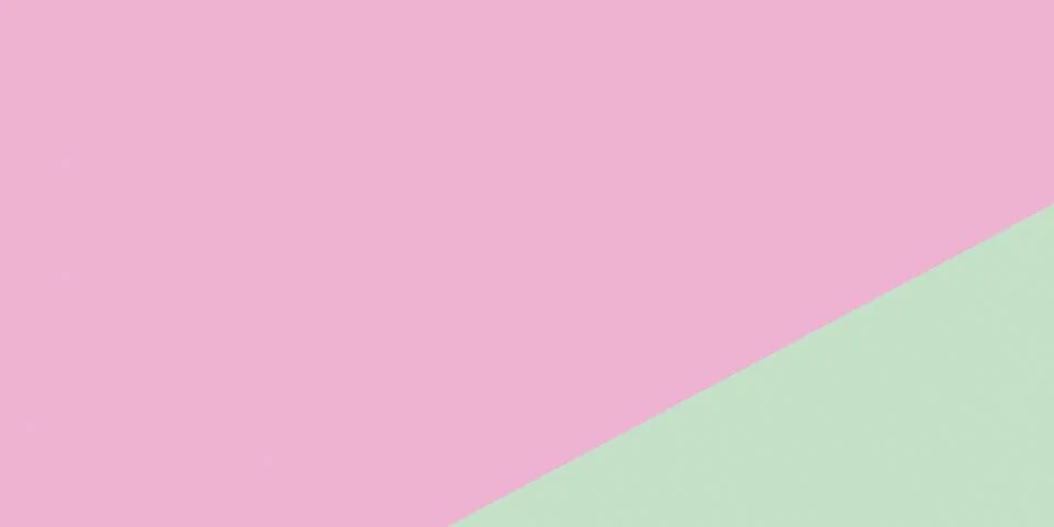 A clean abstract composition pairs soft pink and mint fields in a crisp dia.. Ilustração Stock