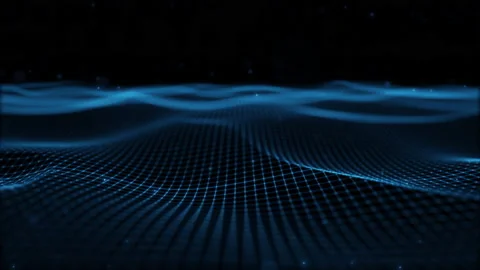 Clean abstract digital dark blue particle wave background. Stock Footage 223256381
