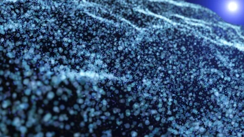 Clean abstract floating blue particles with light flare. Stock-Footage 125729022