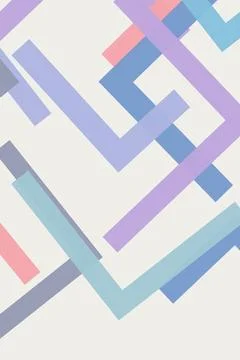 A clean abstract geometric design with overlapping pastel squares and recta.. Illustrazione stock