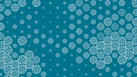 Clean abstract spherical particles field background. 8K seamless loop Video stock 120414716