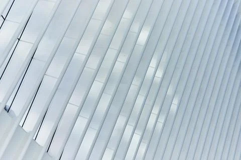Clean abstract white rib pole architecture at angle with soft light Fotos Stock