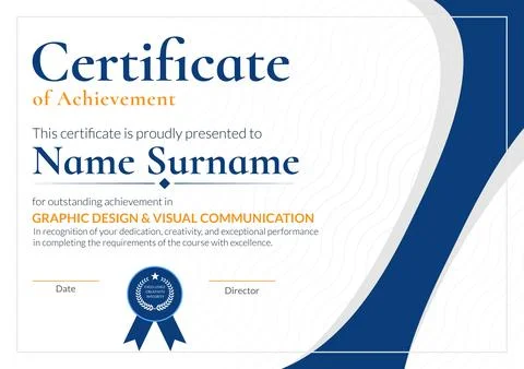 Clean Academic Graduation Certificate Template EPS Stock Illustration