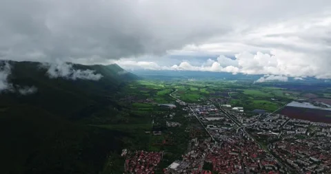 Clean Air Moisture Storm Clouds Forming On Hot Summer Day Over Small Eastern Stock Footage 300442715
