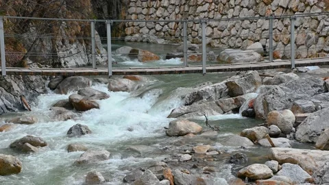 Clean Alpine river flowing in narrow Dovzan gorge, Slovenia Stock Footage 150441518