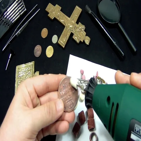 Clean ancient coin Stock Footage 69562440