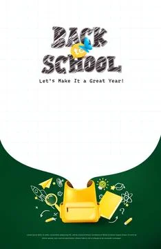 Clean and creative back to school certificate template with yellow backpack.. Stock Illustration