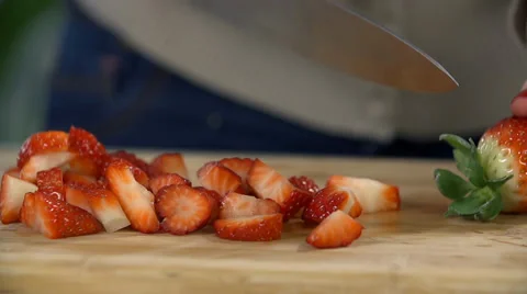 Clean and cut strawberry Video stock 37176912