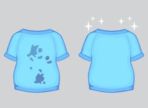 Clean and dirty t-shirt with a stain Illustrazione stock