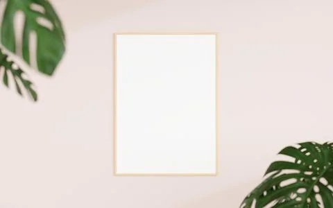 Clean and minimalist front view vertical wooden photo or poster frame mocku.. Stock-Fotos