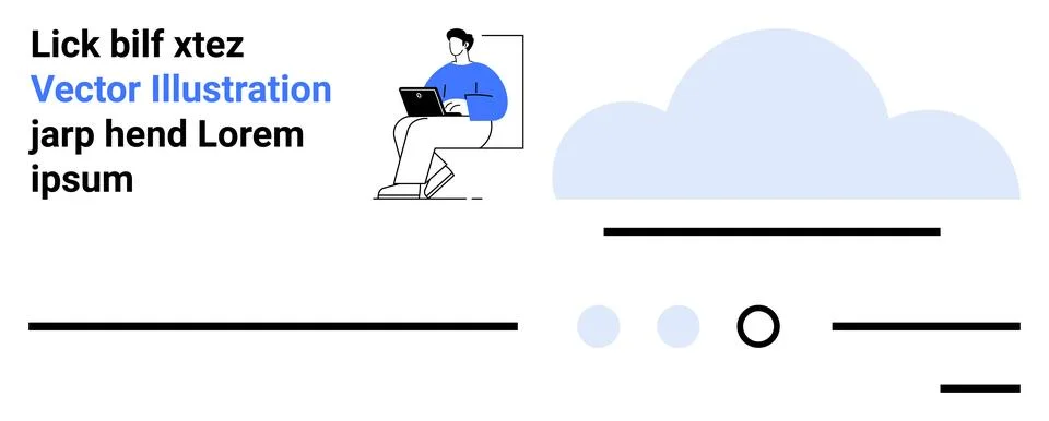 Clean and Minimalist Vector Design with Person Using Laptop and Abstract El.. Illustrazione stock