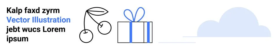 Clean and Modern Design Elements Featuring Gift Box, Cherries, and Cloud 스톡 일러스트