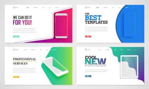 Clean and modern website template, vector illustration Stock Illustration
