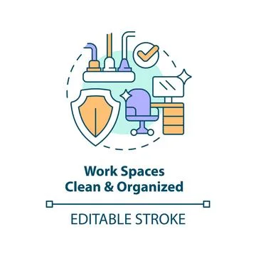 Clean and organized work spaces concept icon Stock Illustration