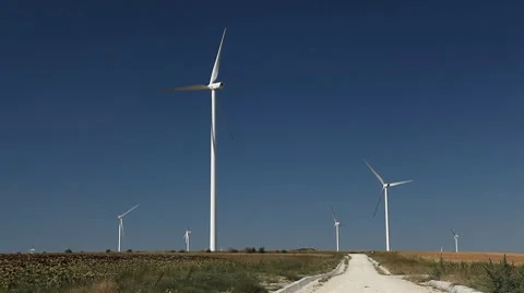 Clean and Renewable Energy, Wind Power, Turbine, Windmill, Energy Production Stock Footage 8666599