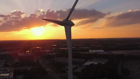 Clean And Renewable Energy, Wind Power, Turbine, Windmill, Sunset, Sun Set Stock-Footage 80921635