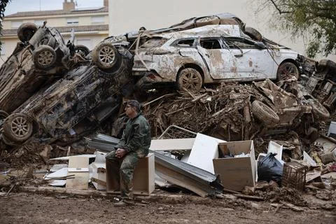 Clean-up and search operations continue following floods in Spain, Paiporta - 08 Stock Photos