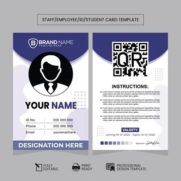 Clean and Simple ID Card Design Template. Simple Business ID Card Design Te.. Stock Illustration