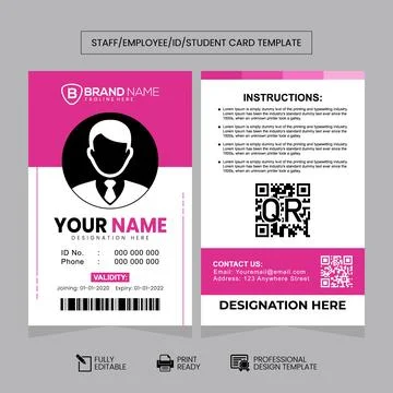 Clean and Simple ID Card Design Template. Simple Business ID Card Design Te.. Stock Illustration