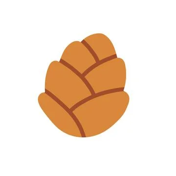 A clean and simple vector illustration of a small, plump pine cone in warm ochre Stock Illustration