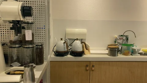 Clean and tidy corner of the coffee shop Stock-Footage 300304852