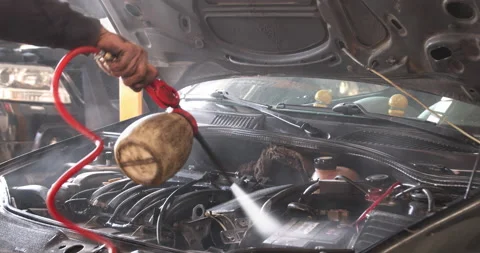Clean And Wash Car Engine Stock Footage 144029642