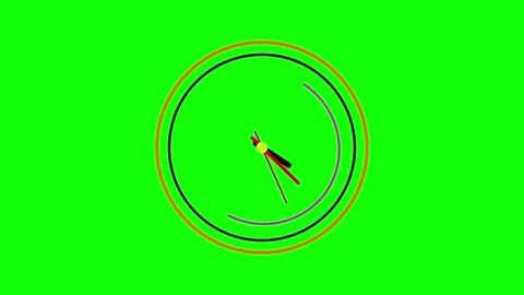 A clean animated analog clock with moving hands and colorful arcs on a vibr.. 動画素材 343694516