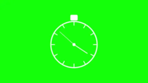 Clean animated white outline stopwatch on green screen counting down or up .. Stock Footage 343799571