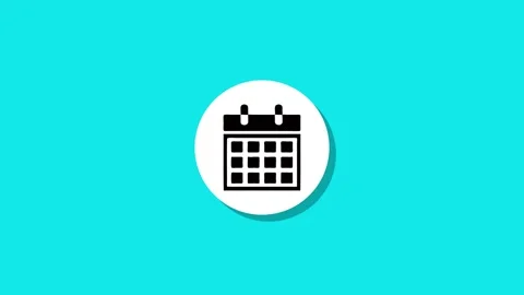 Clean animation of a black calendar icon in a white circle with a shadow, a.. Stock Footage 327762854