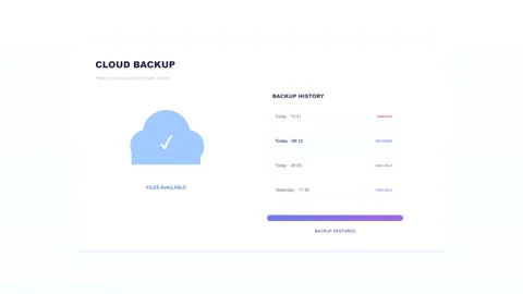 Clean animation of cloud backup interface and status indicator Stock Footage 346981808