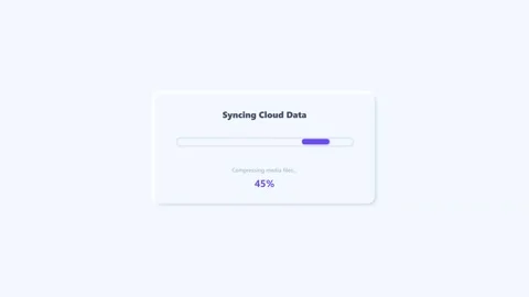Clean animation of a cloud data syncing progress bar loading Stock Footage 346567837