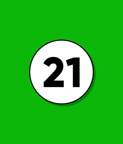 Clean animation of number 21 appearing on green background 스톡 동영상 332396404