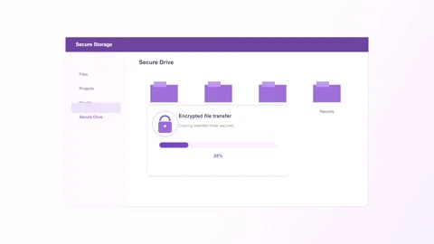 Clean animation of secure file transfer in cloud storage Stock Footage 346928109