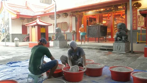 Clean The Ashes in a Buddhist Temple Stock Footage 123451574