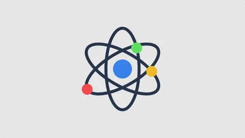 Clean Atom Icon Loop on Transparent Background Stock Footage 332778595