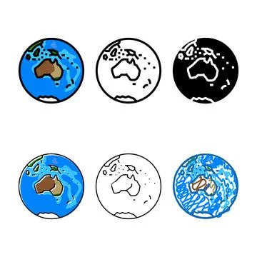 Clean australia earth planet map color icon vector Stock Illustration