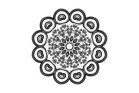 Clean Background Mandala Detailed Circular Art BW Stockillustratie