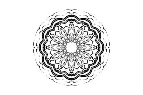 Clean Background Mandala Detailed Circular Art BW Stock Illustration
