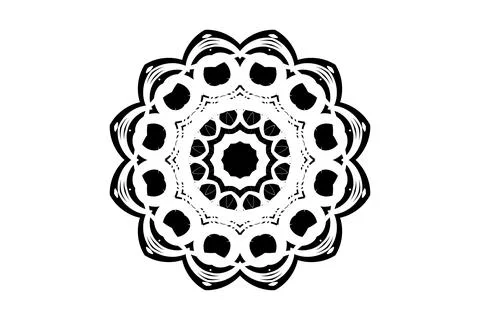 Clean Background Mandala Detailed Circular Art BW Stock Illustration