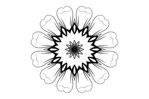Clean Background Mandala Detailed Circular Art BW Stock Illustration