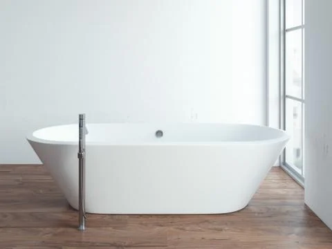 Clean bath in modern loft interior. 3d rendering Иллюстрация