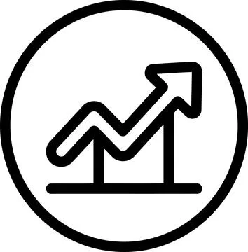 A clean black and white line art icon representing a financial growth trend.. Stock-Illustration